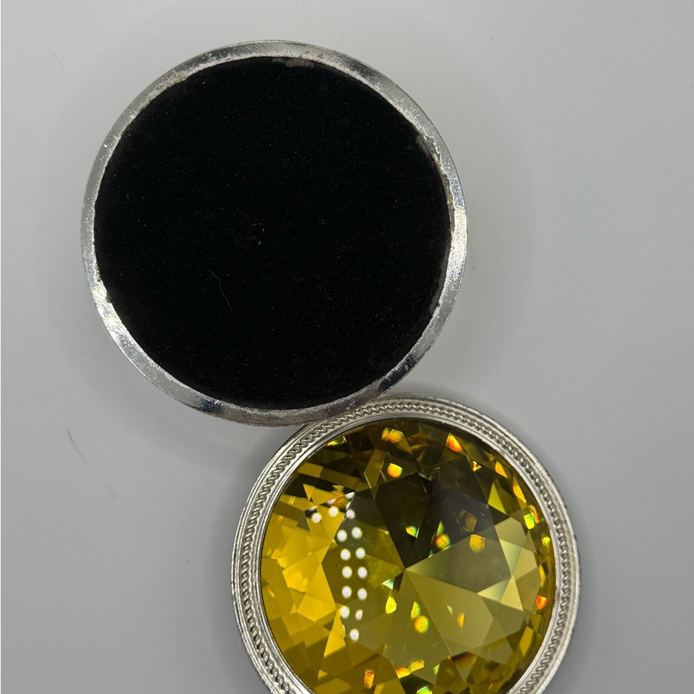 Lori Greiner Silver Jewelry Box Trinket box with Yellow Crystal Gem Lid - Picture 8 of 8